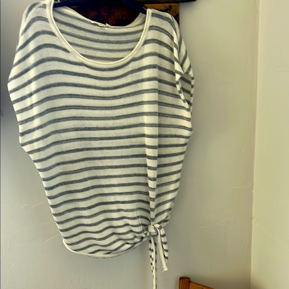 Striped Gray and White Women's Top, large